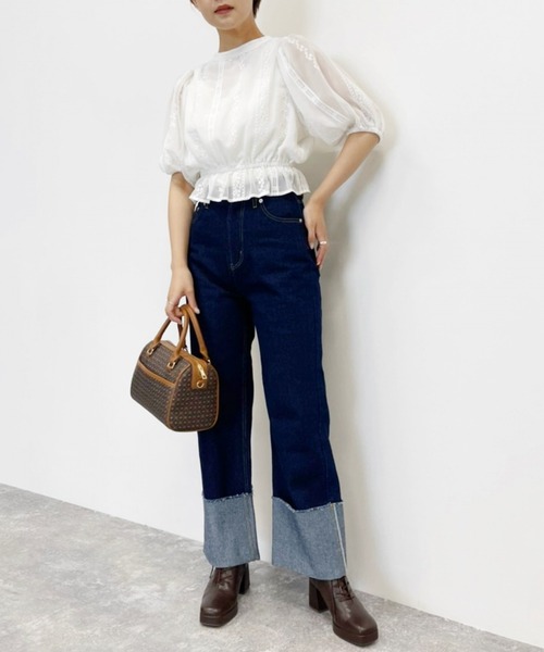 Heather(ヘザー)の「2WAYシシュウブラウス(5分袖) 218145(シャツ/ブラウス・レディース・ホワイト/グレー/ブラック・FREE)」の12枚目の写真