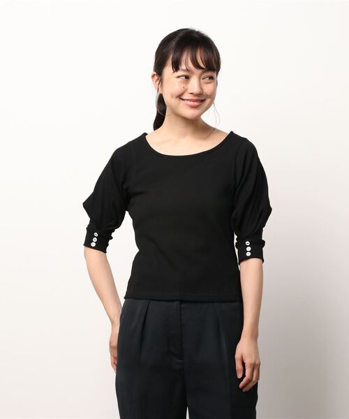 ANDGEEBEE（アンジービー）の「タックリブトップス（その他トップス・レディース・ブラック/ベージュ・MEDIUM）」の15枚目の写真