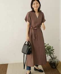 URBAN RESEARCH DOORS | リネンレーヨンVネックワンピース(ワンピース)