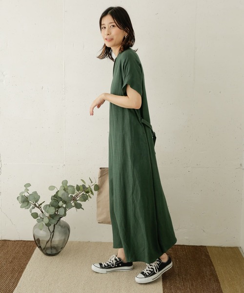 セール】リネンレーヨンVネックワンピース（ワンピース）｜URBAN