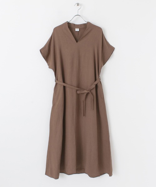 セール】リネンレーヨンVネックワンピース（ワンピース）｜URBAN