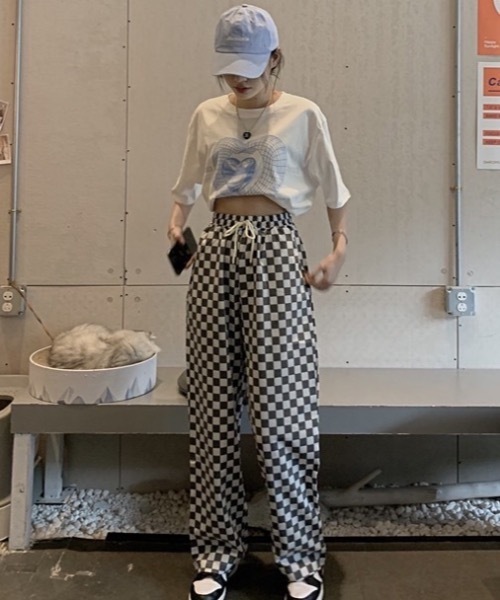 KOR（ケーオーアール）の「ブロックチェックパンツ（スラックス・レディース・ライトブラック/ベージュ・FREE）」の3枚目の写真