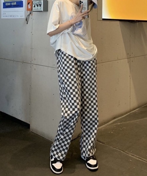 KOR（ケーオーアール）の「ブロックチェックパンツ（スラックス・レディース・ライトブラック/ベージュ・FREE）」の7枚目の写真