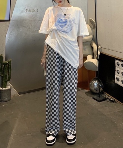 KOR（ケーオーアール）の「ブロックチェックパンツ（スラックス・レディース・ライトブラック/ベージュ・FREE）」の11枚目の写真