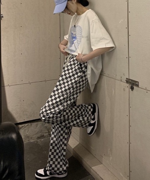 KOR（ケーオーアール）の「ブロックチェックパンツ（スラックス・レディース・ライトブラック/ベージュ・FREE）」の12枚目の写真