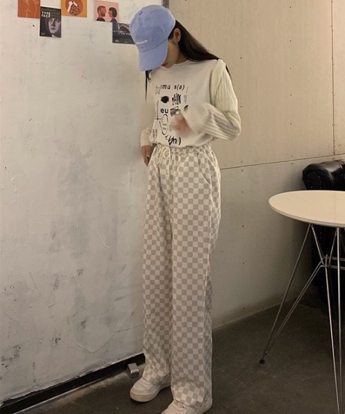 KOR（ケーオーアール）の「ブロックチェックパンツ（スラックス・レディース・ライトブラック/ベージュ・FREE）」の17枚目の写真