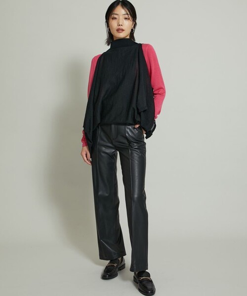 TAN（タン）の「【TAN(タン)】フラッフィーワンピースアンドトップス 21AW-2（Tシャツ/カットソー・レディース・ブラック/グリーン・FREE）」の15枚目の写真