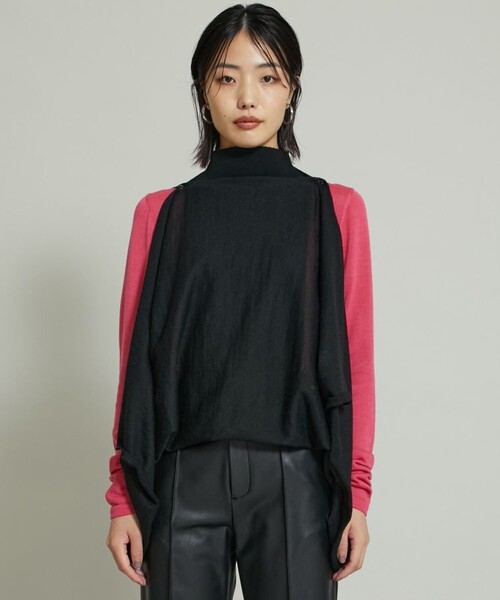 TAN（タン）の「【TAN(タン)】フラッフィーワンピースアンドトップス 21AW-2（Tシャツ/カットソー・レディース・ブラック/グリーン・FREE）」の14枚目の写真