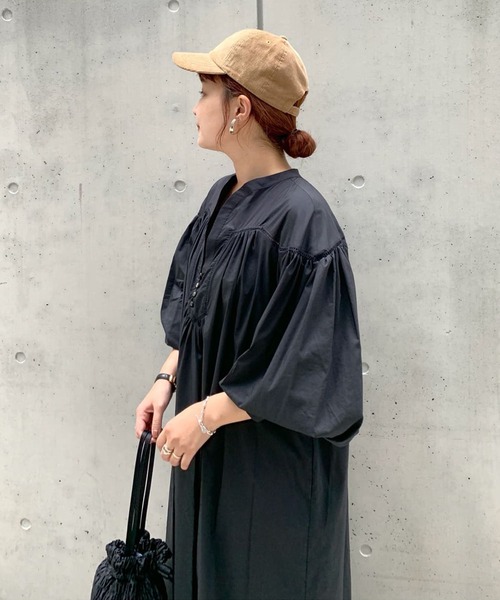 RIVE DROITE（リヴドロワ）の「女性らしいボリューム感が魅力　ハシゴレースギャザーワンピース（ワンピース・レディース・ローズ/ネイビー・FREE）」の16枚目の写真