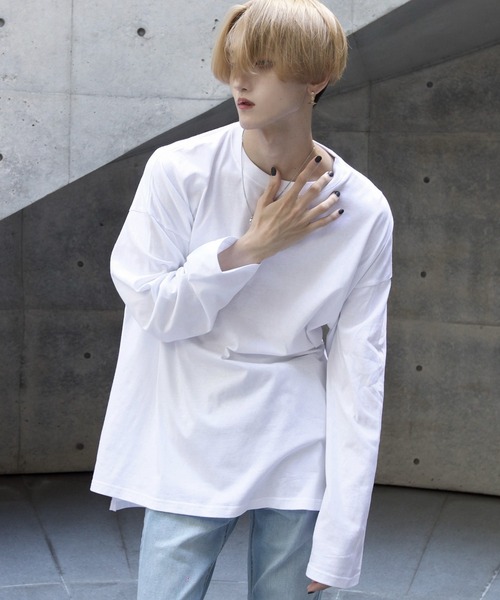 G.O.C（ジーオーシー）の「カッティングオーバーデイリーユースロンＴ（Tシャツ/カットソー・メンズ・ブラック/グレー/チャコールグレー/ホワイト・MEDIUM/LARGE）」の2枚目の写真