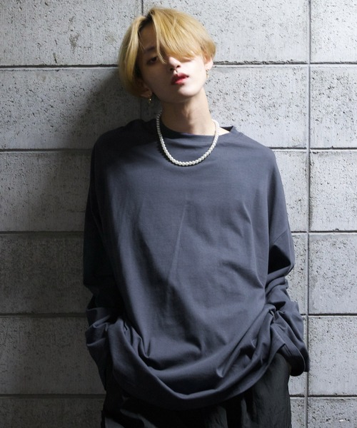 G.O.C（ジーオーシー）の「カッティングオーバーデイリーユースロンＴ（Tシャツ/カットソー・メンズ・ブラック/グレー/チャコールグレー/ホワイト・MEDIUM/LARGE）」の4枚目の写真