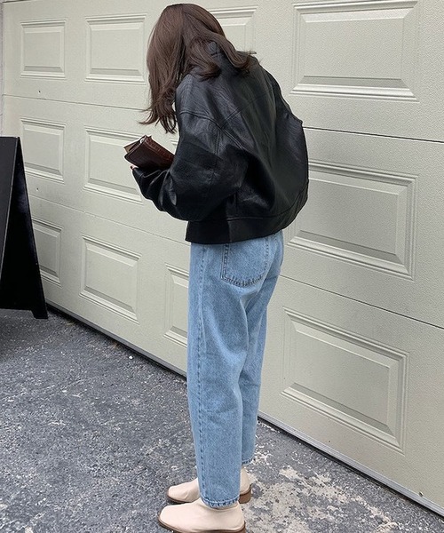 Bifrost（ビフレスト）の「フェイクレザーシャツジャケット（ライダースジャケット・レディース・ブラウン/ブラック・F）」の6枚目の写真