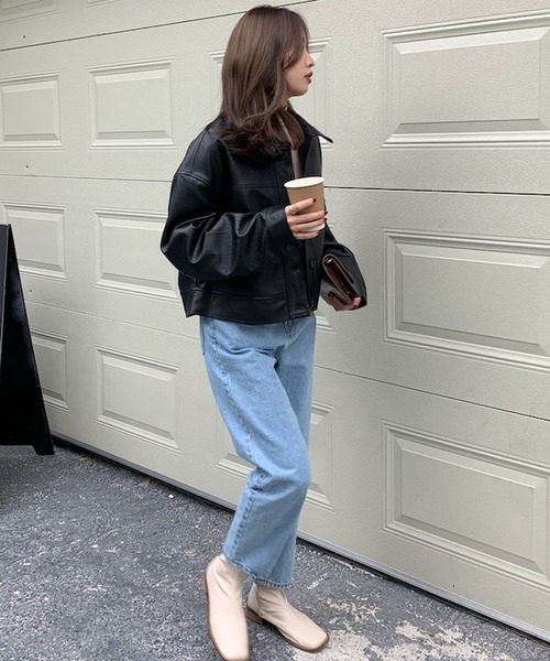 Bifrost（ビフレスト）の「フェイクレザーシャツジャケット（ライダースジャケット・レディース・ブラウン/ブラック・F）」の5枚目の写真