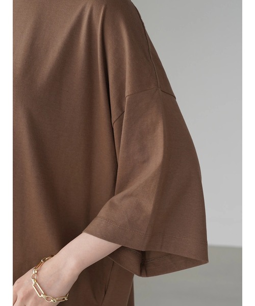 AMERICAN HOLIC（アメリカンホリック）の「SZ天竺サイドスリットカットチュニック（Tシャツ/カットソー・レディース・オフホワイト/チャコールグレー/ブラウン/ライトグレー・L/M）」の18枚目の写真