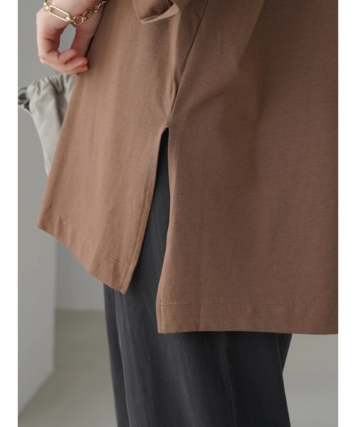 AMERICAN HOLIC（アメリカンホリック）の「SZ天竺サイドスリットカットチュニック（Tシャツ/カットソー・レディース・オフホワイト/チャコールグレー/ブラウン/ライトグレー・L/M）」の19枚目の写真