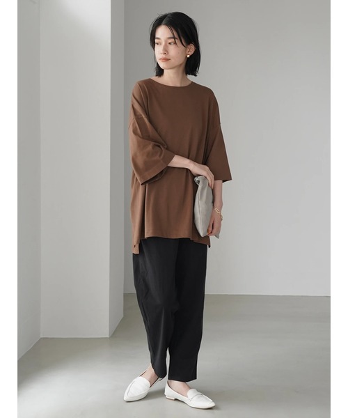 AMERICAN HOLIC（アメリカンホリック）の「SZ天竺サイドスリットカットチュニック（Tシャツ/カットソー・レディース・オフホワイト/チャコールグレー/ブラウン/ライトグレー・L/M）」の12枚目の写真