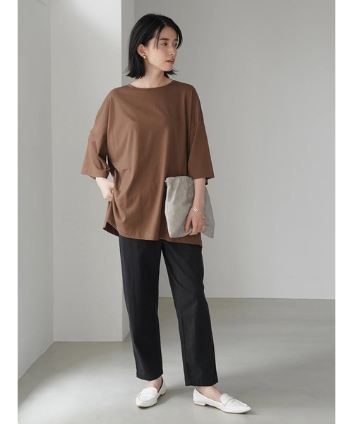 AMERICAN HOLIC（アメリカンホリック）の「SZ天竺サイドスリットカットチュニック（Tシャツ/カットソー・レディース・オフホワイト/チャコールグレー/ブラウン/ライトグレー・L/M）」の13枚目の写真