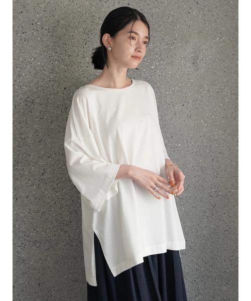 AMERICAN HOLIC（アメリカンホリック）の「SZ天竺サイドスリットカットチュニック（Tシャツ/カットソー・レディース・オフホワイト/チャコールグレー/ブラウン/ライトグレー・L/M）」の15枚目の写真