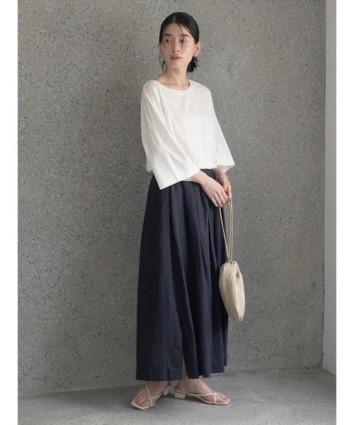 AMERICAN HOLIC（アメリカンホリック）の「SZ天竺サイドスリットカットチュニック（Tシャツ/カットソー・レディース・オフホワイト/チャコールグレー/ブラウン/ライトグレー・L/M）」の21枚目の写真