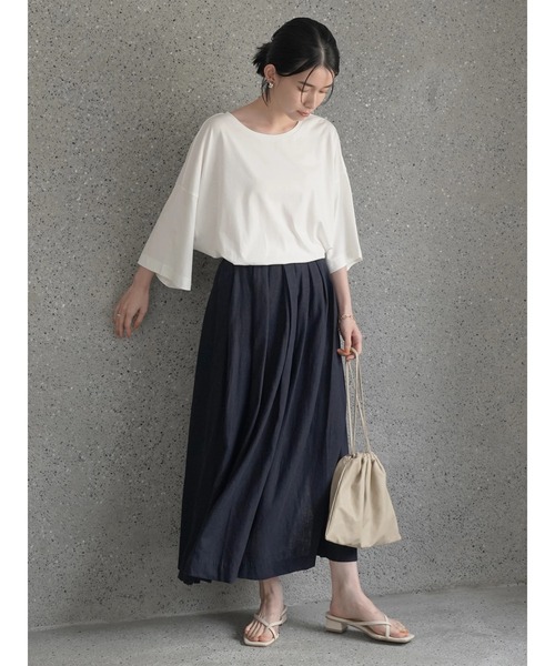 AMERICAN HOLIC（アメリカンホリック）の「SZ天竺サイドスリットカットチュニック（Tシャツ/カットソー・レディース・オフホワイト/チャコールグレー/ブラウン/ライトグレー・L/M）」の22枚目の写真