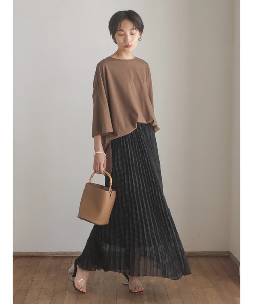 AMERICAN HOLIC（アメリカンホリック）の「SZ天竺サイドスリットカットチュニック（Tシャツ/カットソー・レディース・オフホワイト/チャコールグレー/ブラウン/ライトグレー・L/M）」の14枚目の写真