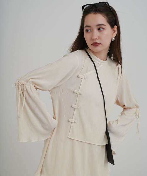 TINA：JOJUN（ティーナジョジュン）の「楊柳 袖リボンブラウス TINA：JOJUN（Tシャツ/カットソー・レディース・ホワイト/ブラック・M）」の10枚目の写真