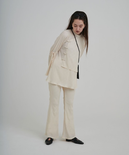 TINA：JOJUN（ティーナジョジュン）の「楊柳 袖リボンブラウス TINA：JOJUN（Tシャツ/カットソー・レディース・ホワイト/ブラック・M）」の5枚目の写真