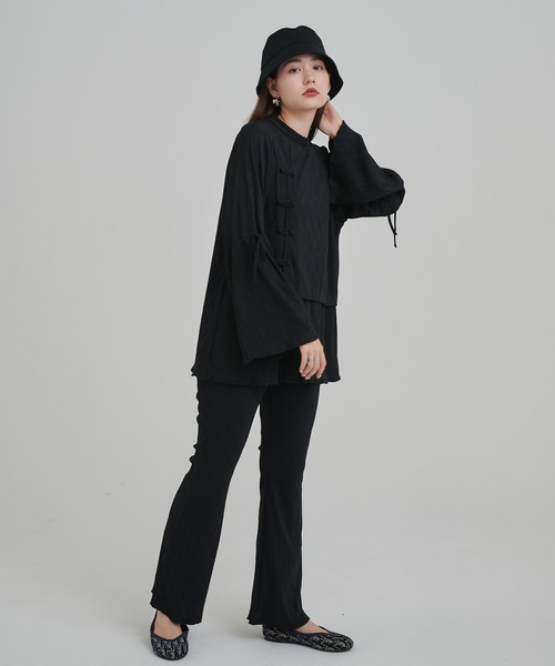 TINA：JOJUN（ティーナジョジュン）の「楊柳 袖リボンブラウス TINA：JOJUN（Tシャツ/カットソー・レディース・ホワイト/ブラック・M）」の15枚目の写真