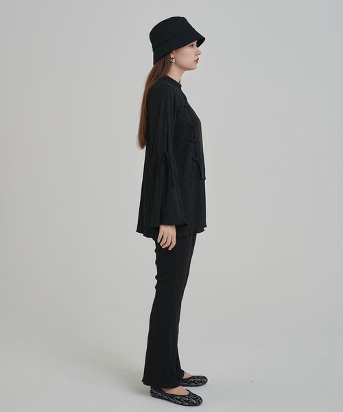 TINA：JOJUN（ティーナジョジュン）の「楊柳 袖リボンブラウス TINA：JOJUN（Tシャツ/カットソー・レディース・ホワイト/ブラック・M）」の9枚目の写真