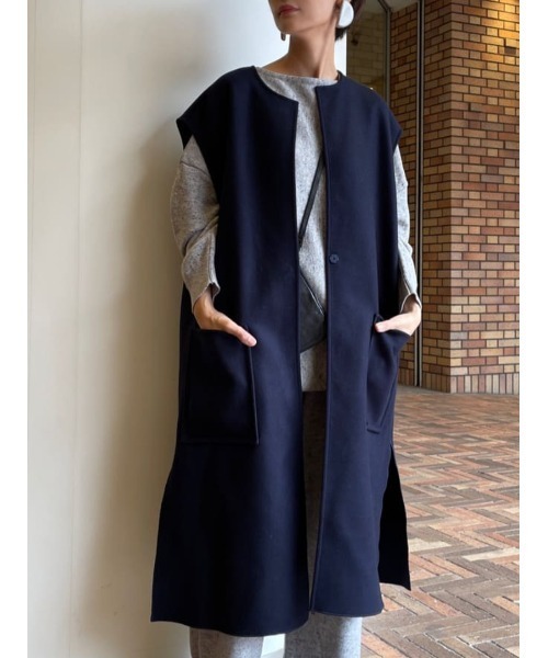 BEARDSLEY（ビアズリー）の「ウール羽織（その他アウター・レディース・グリーン/ネイビー・FREE）」の2枚目の写真