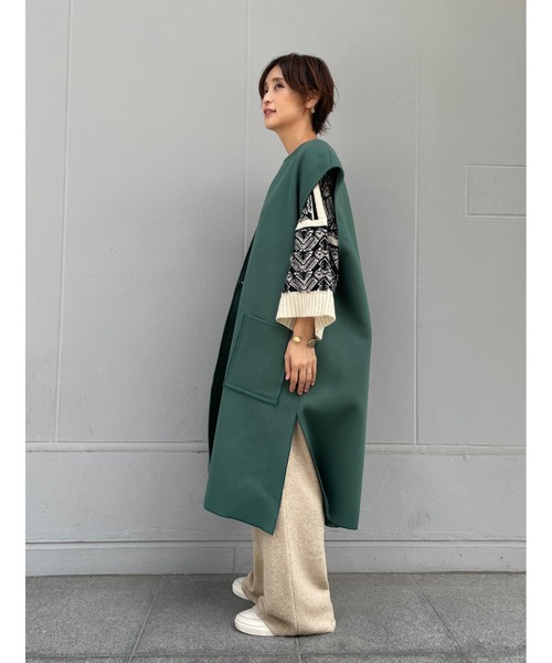 BEARDSLEY（ビアズリー）の「ウール羽織（その他アウター・レディース・グリーン/ネイビー・FREE）」の4枚目の写真