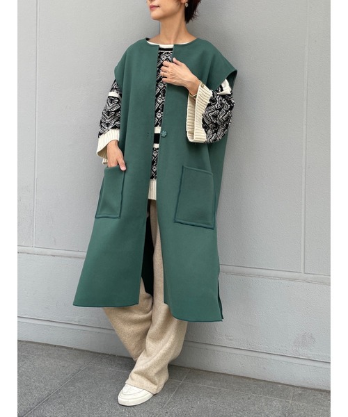 BEARDSLEY（ビアズリー）の「ウール羽織（その他アウター・レディース・グリーン/ネイビー・FREE）」の3枚目の写真