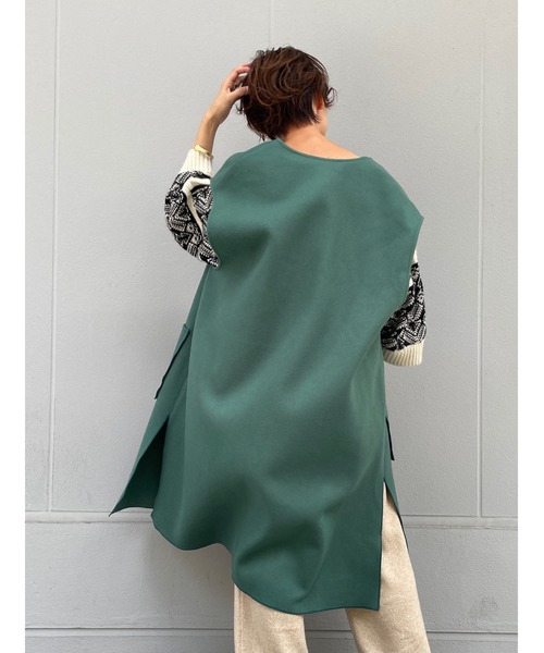 BEARDSLEY（ビアズリー）の「ウール羽織（その他アウター・レディース・グリーン/ネイビー・FREE）」の6枚目の写真