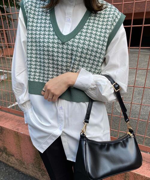 INGNI（イング）の「柄ベスト×バンドカラーシャツSET／千鳥格子柄あり（ニット/セーター・レディース・その他28/グリーン系その他2/ホワイト系5/ホワイト系6/ホワイト系その他6・M）」の4枚目の写真
