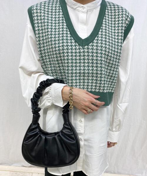 INGNI（イング）の「柄ベスト×バンドカラーシャツSET／千鳥格子柄あり（ニット/セーター・レディース・その他28/グリーン系その他2/ホワイト系5/ホワイト系6/ホワイト系その他6・M）」の5枚目の写真
