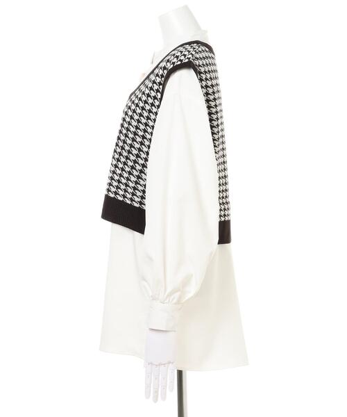 INGNI（イング）の「柄ベスト×バンドカラーシャツSET／千鳥格子柄あり（ニット/セーター・レディース・その他28/グリーン系その他2/ホワイト系5/ホワイト系6/ホワイト系その他6・M）」の7枚目の写真