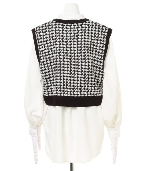 INGNI（イング）の「柄ベスト×バンドカラーシャツSET／千鳥格子柄あり（ニット/セーター・レディース・その他28/グリーン系その他2/ホワイト系5/ホワイト系6/ホワイト系その他6・M）」の8枚目の写真