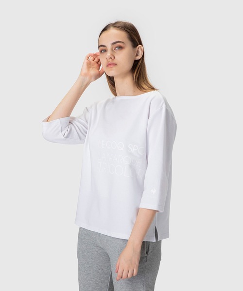 le coq sportif(ルコックスポルティフ)の「スポーツ レディース リラックス7分袖シャツ Tシャツ トレーニング トレーニングウェア スポーツウェア(Tシャツ/カットソー・レディース・ネイビー/ブラック/杢グレー/ホワイト・S/XL/L/M)」の8枚目の写真