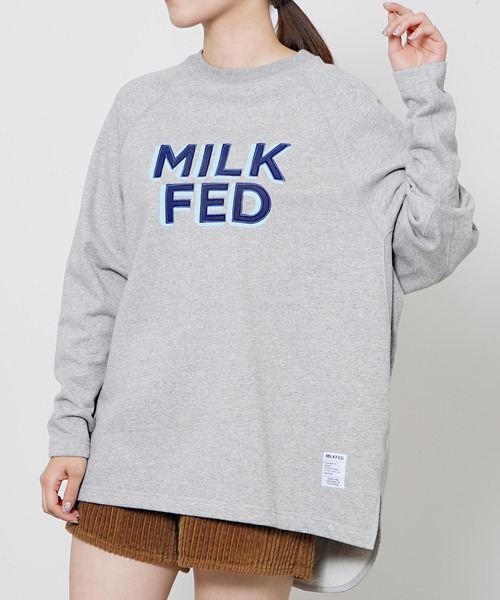 MILKFED.（ミルクフェド）の「EMBROIDERY LOGO BIG TOP（スウェット・レディース・ブラック/ネイビー/アッシュ・ONE SIZE）」の2枚目の写真