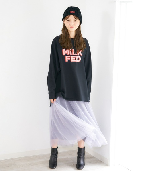 MILKFED.（ミルクフェド）の「EMBROIDERY LOGO BIG TOP（スウェット・レディース・ブラック/ネイビー/アッシュ・ONE SIZE）」の21枚目の写真