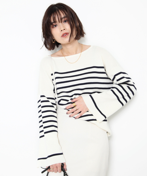 Rouge vif(ルージュヴィフ)の「ボーダーニット(ニット/セーター・レディース・レッド/ネイビー・フリー)」の2枚目の写真