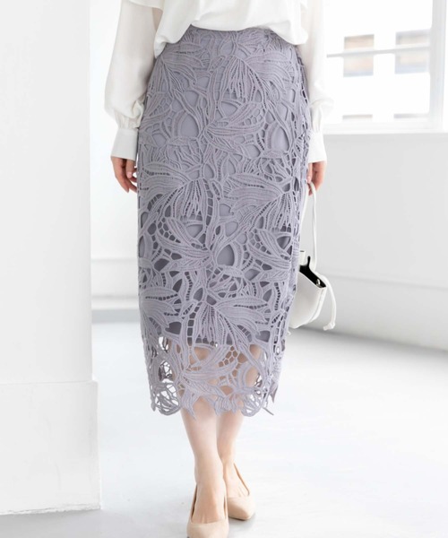 fifth（フィフス）の「【サイズ展開あり】レースタイトロングスカート（スカート・レディース・ブラック/ブルー/スモークピンク/イエロー/ホワイト・SMALL/MEDIUM）」の4枚目の写真