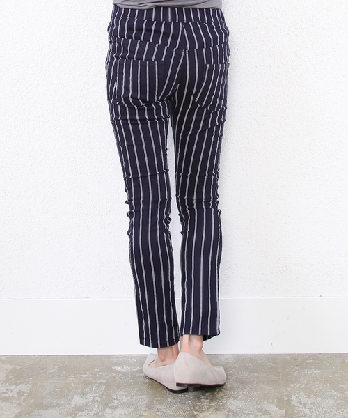 coen（コーエン）の「ストライプ柄イージースキニーパンツ◆（その他パンツ・レディース・オフホワイト/オリーブ/ネイビー・SMALL/LARGE/MEDIUM）」の5枚目の写真