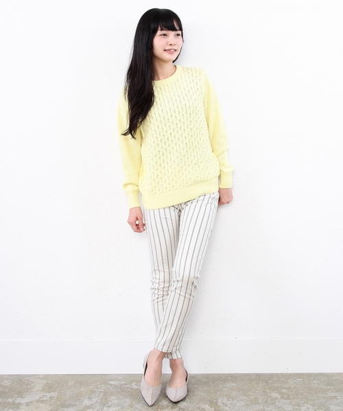 coen（コーエン）の「ストライプ柄イージースキニーパンツ◆（その他パンツ・レディース・オフホワイト/オリーブ/ネイビー・SMALL/LARGE/MEDIUM）」の7枚目の写真