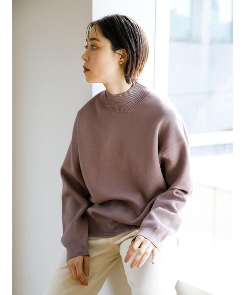 koe(コエ)の「スウェットライクニット モックネックプルオーバー*(ニット/セーター・レディース・ライトグレー/ブラック/ブルー/アイボリー/ピンクベージュ・S/M/L)」の10枚目の写真