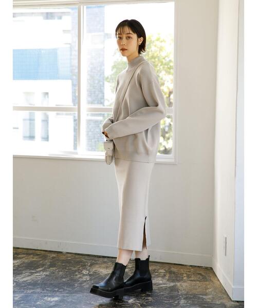 koe(コエ)の「スウェットライクニット モックネックプルオーバー*(ニット/セーター・レディース・ライトグレー/ブラック/ブルー/アイボリー/ピンクベージュ・S/M/L)」の11枚目の写真