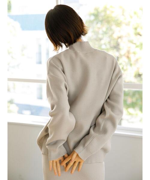 koe(コエ)の「スウェットライクニット モックネックプルオーバー*(ニット/セーター・レディース・ライトグレー/ブラック/ブルー/アイボリー/ピンクベージュ・S/M/L)」の14枚目の写真