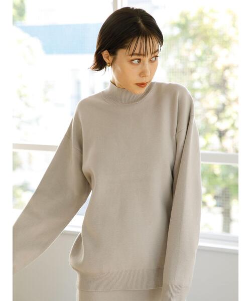 koe(コエ)の「スウェットライクニット モックネックプルオーバー*(ニット/セーター・レディース・ライトグレー/ブラック/ブルー/アイボリー/ピンクベージュ・S/M/L)」の15枚目の写真