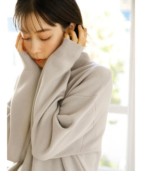 koe(コエ)の「スウェットライクニット モックネックプルオーバー*(ニット/セーター・レディース・ライトグレー/ブラック/ブルー/アイボリー/ピンクベージュ・S/M/L)」の16枚目の写真