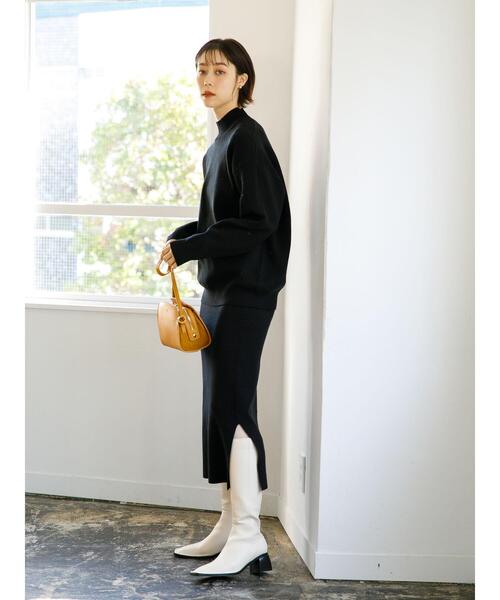 koe(コエ)の「スウェットライクニット モックネックプルオーバー*(ニット/セーター・レディース・ライトグレー/ブラック/ブルー/アイボリー/ピンクベージュ・S/M/L)」の19枚目の写真